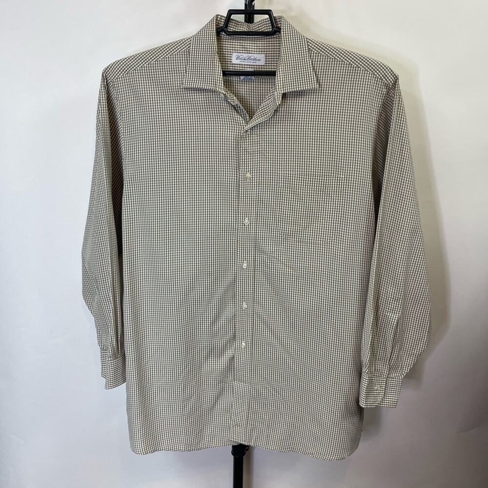 Brooks Brothers Green White Plaid Long Sleeve Shirt Size XL Men’s